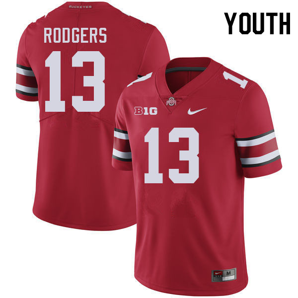 Ohio State Buckeyes Bryson Rodgers Youth #13 Authentic Red College Football Jersey 2404SAWR0